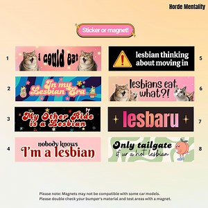 Lesbian Bumper Sticker Funny Lesbian Pride Car Decal Lesbian Bumper Magnet Queer Humor Cat Meme Gift for Lesbians Dyke Femme Gay Car Bumper - Etsy
