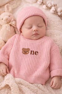 Personalisierter Baby Pullover - Bär Geburtstag Outfit, Name bestickt Baby Stricken, Baby Geschenk für Jungen oder Mädchen, Neugeborenen Foto Requisiten - Etsy.de