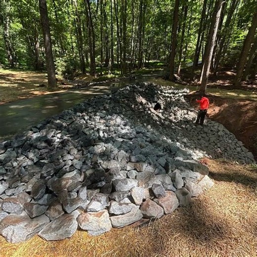 Erosion Control Transformation | Rip Rap, Fabric & Seed Installation