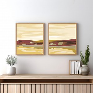 Abstract Landscape Art Prints: Golden Tones, Modern Wall Decor - Etsy