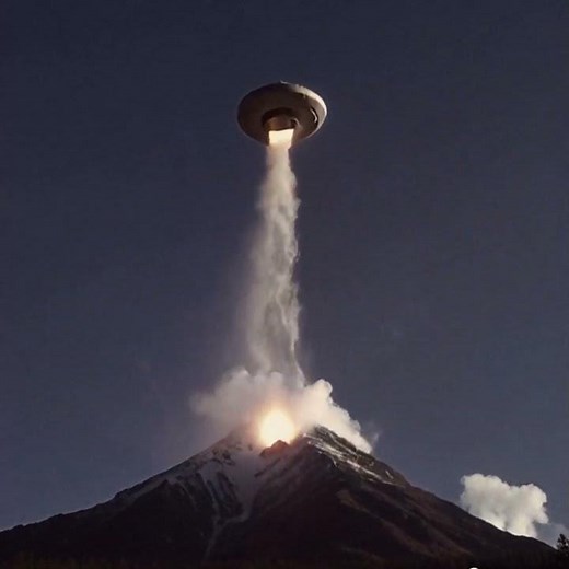 UFO hovering over the mountain top