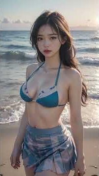 On the beach wearing bikini, 해변의 비키니 [4K AI Lookbook] Sexy girl AI art lookbook model
