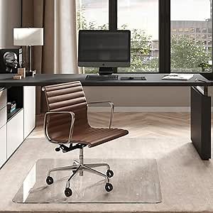 Blvornl Office Chair Mat for Hardwood Floor, 45"*53.1" Desk Computer Chair Mat, Large Anti-Slip Hard Floor Protector, PVC Mat Desk Rug for Office and Home, Red Brown