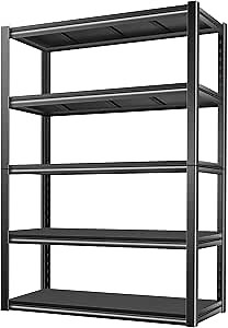 BILT HARD 3000 LBS 5-Tier 36" W x 18" D x 72" H Garage Shelving, Industrial Heavy Duty Storage Shelves, Metal Shelving Units with Adjustable Shelf, Steel Utility Shelves for Basement, Black