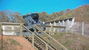 Fort Fisher NC Historical Civil War Cannon on the Battleground Hill at the State Historic Site on the East Coast of North Carolina