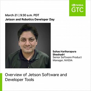 11 reactions | Join us at the #GTC24 Jetson and Robotics Developer Day for a complete overview of the NVIDIA Jetson platform for Edge AI and #robotics app development. Learn from Suhas as he shares insights on accelerating your journey in vision AI and industrial applications with the #NVIDIAJetson. https://nvda.ws/3wJPDtj | NVIDIA Robotics | Facebook