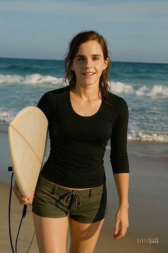 Emma Watson surfer on beach #emmawatson #girl #beach #beauty #surf #yoga #harrypotter