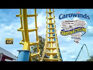 2021 Carolina Cyclone Roller Coaster On Ride Front Seat 4K POV Carowinds