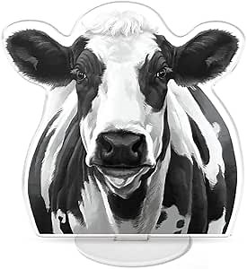 WIRESTER Acrylic Display Standee, Stand Figure for Home Office Living Room Decorations - Black Spot Cow