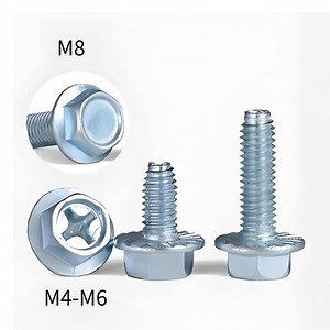 [Hot Item] Blue-Zinc-Plated Carbon-Steel Hex Flange Head Triangular Thread Lock Screw Rolling Screws M4m5m6m8