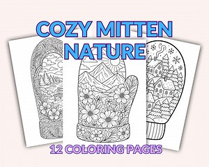 Cozy Mitten Nature Coloring Pages | Winter Printable Art - Etsy