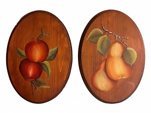 Set of 2 Vintage Tole Painted Country Farmhouse Fruit Wall Hangings on Oval Wooden Plaques Apples and Pears - Etsy Italia