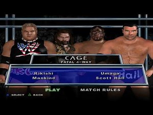Rikishi vs Umaga vs Scott Hall vs Mankind | Epic Steel Cage Match | WWE HCTP All Stars