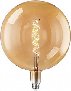 ESCENA Artist Series LED Globe Decorative Light Bulb 4W, 9.84 Inch Dia. Ultra-Large G250 Round Edison Bulbs Dimmable, 20W Equivalent, Flexible Spiral LED Filament Bulb, E26 Base, 2200K Amber Warm