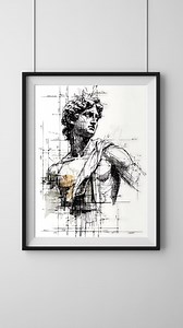 Michelangelo’s David Blueprint Art | Fine Line Sketch | Hand-drawn Black Ink Illustration | Renaissance Statue Poster | Digital Download - Etsy