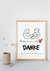 Cadeau personnalisé pour sage-femme (PDF) | Carte de remerciement pour sage-femme avec cœur (téléchargement numérique) | Affiche de remerciement pour sage-femme à imprimer | Au revoir - Etsy France