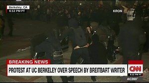Protests erupt at UC Berkeley over a scheduled speech by Breitbart writer Milo Yiannopoulos. http://cnn.it/go | CNN