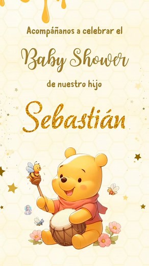 Invitación baby shower #winniethepooh 🩵💛🐻🐝 #winniepooh #babyshowerideas | Craftmin Invitaciones digitales