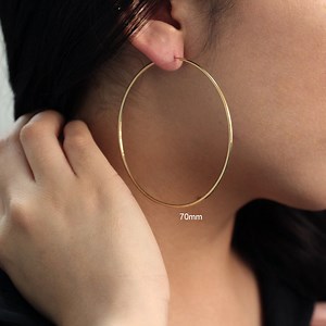 14K Solid Gold Hoop Earrings / Hoop Earrings / 20mm 25mm 45mm 50mm 60mm 70mm Hoops / Shiny Gold Hoops / Simple Gold Hoop Earrings / for Pair - Etsy
