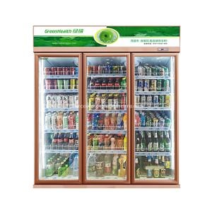 [Hot Item] Beverage Display Supermarket Cooler Cabinet 3 Full Glass Doors Cooler Chiller