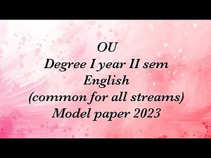 OU Degree II sem English Model paper 2023