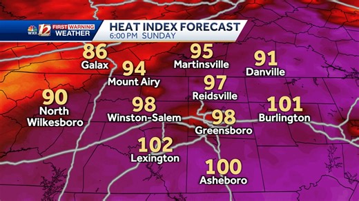 Heat alerts are in effect for the last weekend in July. Afternoon highs may feel like the lower 100s to 105 in the Triad, and more dangerous heat indices of 110-115 degrees from Burlington to the beaches is expected through Sunday. High humidity and hot temperatures in the mid-90s will bring a higher risk of heat illness to North Carolina through next week. Find the latest alerts on wxii12.com/weather and keep cool! | WXII Michelle Kennedy
