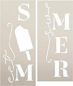 Sweet Summer Tall Porch Sign Stencil with Popsicle by StudioR12 | DIY Outdoor Home Decor | Craft & Paint Vertical Wood Leaner Signs | Size (4ft)