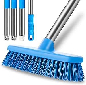 MEIBEI Floor Scrub Brush with Adjustable Long Handle-57 inch, Stiff Bristle Grout Brush Tub and Tile Brush for Cleaning Bathroom, Patio, Kitchen, Wall and Deck