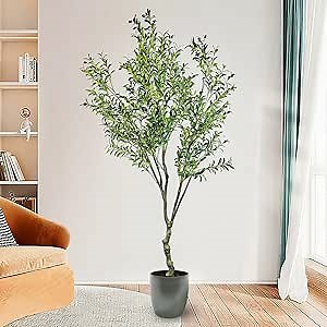 7ft Artificial Olive Tree, Faux Olive Tree, Fake Olive Tree, Realistic Olive Tree, Faux Olive Tree, Lush and Lifelike Artificial Trees for Home Decor Indoor