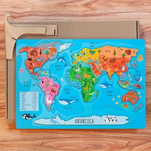 World Map Puzzle for Kids: Wooden Educational Toy for Early Learning - Etsy