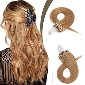 SEGO Micro Beads Hair Extensions Human Hair Micro Loop Human Hair Extensions Natural Straight Micro Ring Hair Extensions Cold Fusion 50g/pack 100 Strands 14/16/18/20/22/24 Inches