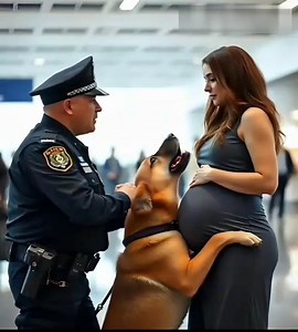 Un chien s’est brusquement mis en colère en voyant une femme enceinte. Pourtant, la raison qui en est sortie a stupéfié même la police. Tout a commencé par un aboiement — fort, désespéré, incessant. Comme si une alarme avait pris forme et perçait le brouhaha habituel de l’aéroport. La femme enceinte sursauta, ses yeux se remplissant de peur, quand une imposante berger allemand se dressa devant elle. Instinctivement, elle recula, protégeant son ventre de ses mains. — S’il vous plaît, faites-le pa