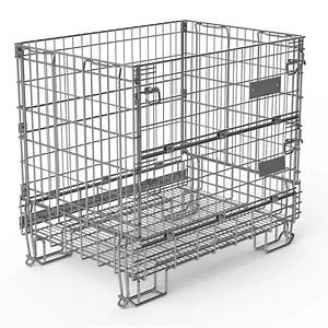 [Hot Item] Heavy-Duty Foldable Metal Wire Mesh Storage Containers for Industrial Use