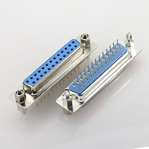 [Hot Item] dB25 Female Socket 180 Degree Plug-in Car Needle Connector with Screw Hole Gold-Plated Hy-dB25-F-A01