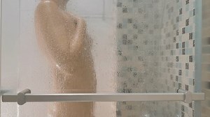 Young Beautiful Woman Shower Glass Cabin Stock Footage Video (100% Royalty-free) 1105661885 | Shutterstock