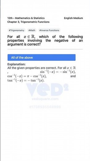 Trigonometric Functions 12th Math Inverse Properties