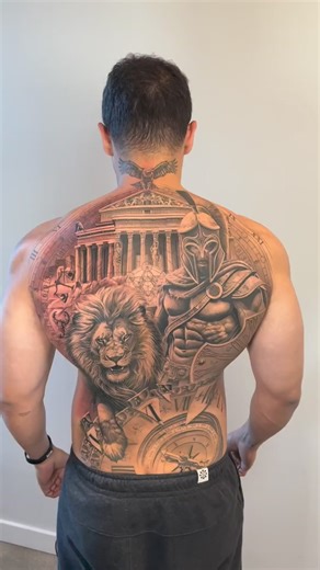 Full back Tattoo, ancient Greek spartan themed #sparta #greece #tattoo #tattoos #backtattoo #tattooideas | Hand Of God