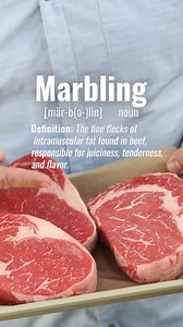 Marbling [ˈmär-b(ə-)liŋ] noun Definition: The intramuscular fat that melts during cooking to create tender, juicy, and flavorful beef. Translation: It’s what makes #CertifiedAngusBeef irresistibly delicious. | Certified Angus Beef ® brand