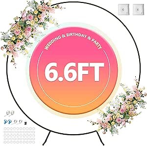 Round Backdrop Stand 6.6ft Circle Balloon Arch Frame Black Round Balloon Arch Stand Circle Wedding Arch Metal Arch Backdrop Stand for Parties Birthday Wedding Baby Shower Backdrop Decoration