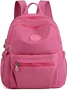 Mini Backpack Purse for Women Small Nylon Daypack for Ladies Lightweight Cute Bag Pink Travel Bag Anti-theft Rucksack 9 Compartments