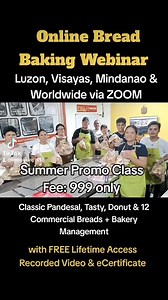 👼 APRIL 28 SUNDAY - Batch 113 Online Webinar via ZOOM Luzon, Visayas & Mindanao Online Webinar Worldwide via ZOOM EARLY BIRD PROMO Fee: 999 for first 20 participants only Duration: 8am-5pm Classic Pandesal & Basic Commercial Breads Bakery Operation Details: https://www.emmbaking.com/products/2024weby 📌 All Franchise Quality 📌 1940s Authentic Filipino Traditional Bread Recipe 📌 Affordable ingredients, high end quality baked products 📌 Bestseller on Delivery Merchant Store (GrabFood/Foodpanda