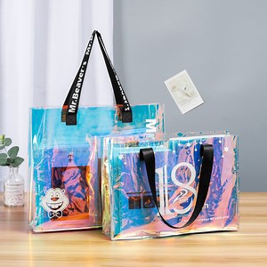 [Hot Item] Xianghui PVC Laser Print Logo Bright and Transparent Shopping Tote Bags
