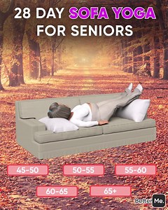 Sofa yoga for seniors: 👇 💥 Burning calories 💥 Low impact on joints 💥 Development of flexibility 💥 Improving circulation 💥 Removal of any stress 💥 Uplifting mood! | BetterMe