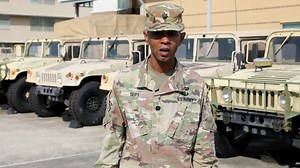 13th ESC Leader LTC Travis Sept 49th Transportation BN delivers message to troops