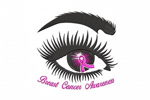 Pink Ribbon Eyes Embroidery Design: Breast Cancer Awareness (instant Download, 4 Sizes - Etsy