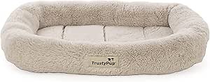 TrustyPup Quilted Crate Bolstered Mat Dog Bed, Ideal for Crates - Beige, Extra Small