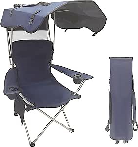BDL Camping Chair Shade Canopy Chairs with Cup Holders and Carry Bag Foldable and Easy to Carry Outdoor Chair for Lawn Beach and Pation, Recliner Support 450 LBS