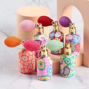 [Hot Item] Empty Polymer Clay Glass Perfume Bottle, Portable Elegant Scent Storage Container, Perfume Spray Bottle Airbag Pump