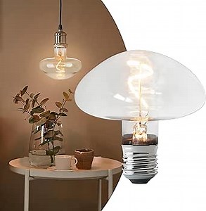 E26 LED Bulb, 3W LED Bulb Equivalent to 25W, 2200K Clear White Edison Bulb, Dimmable Mushroom LED Bulb, 200LM, Vintage Decorative Hanging Light Bulb, 110-130V for Table Lamps, Pendant & Art Lamps