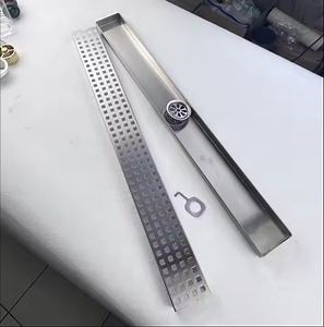 [Hot Item] Custom Stainless Steel Concealed Tile Insert Long Shower Floor Drain Bathroom Invisible Rectangle Ceramic Tile Linear Drain
